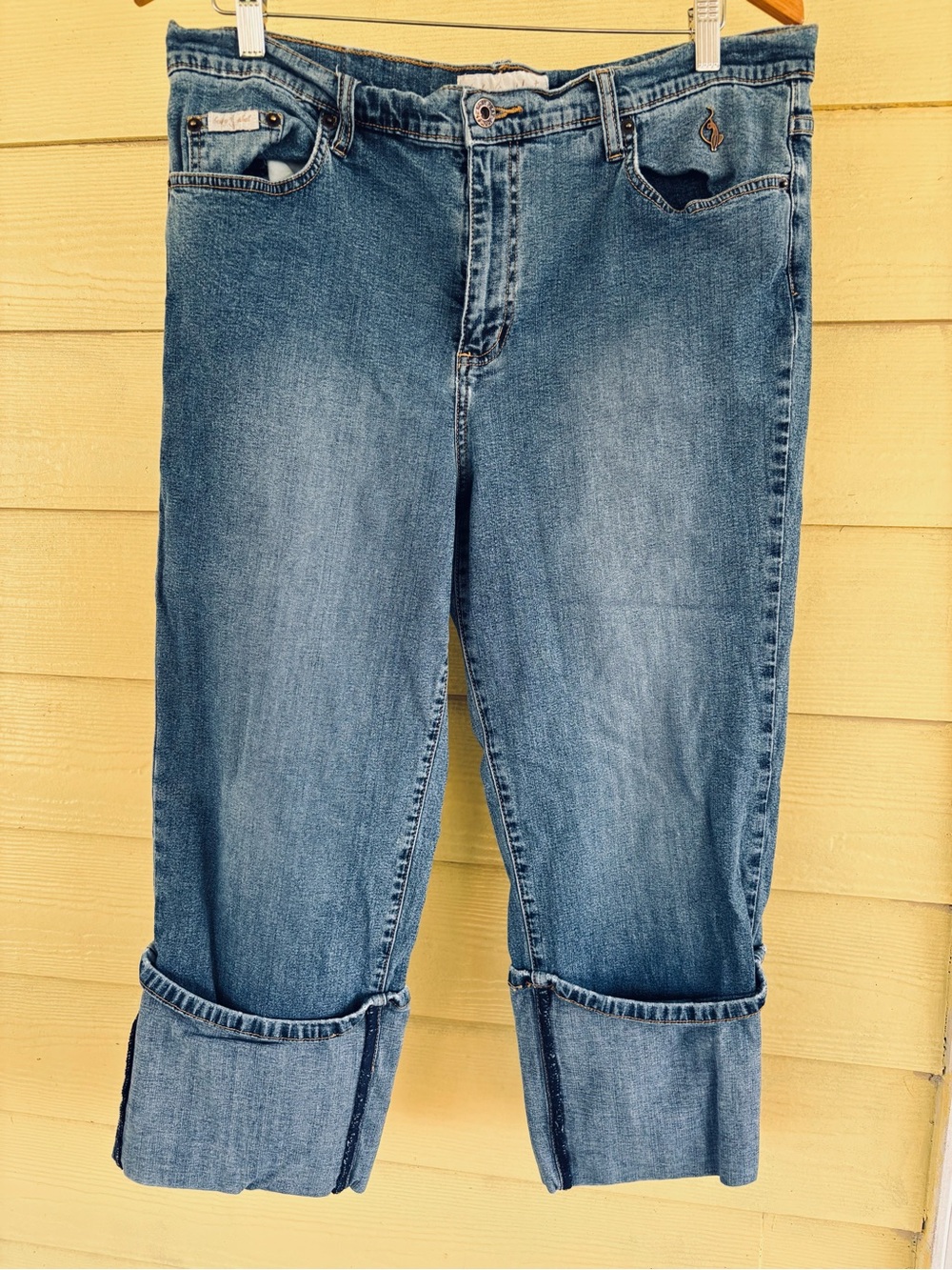 Baby Phat Blue Wash Cropped Cuffed Jeans